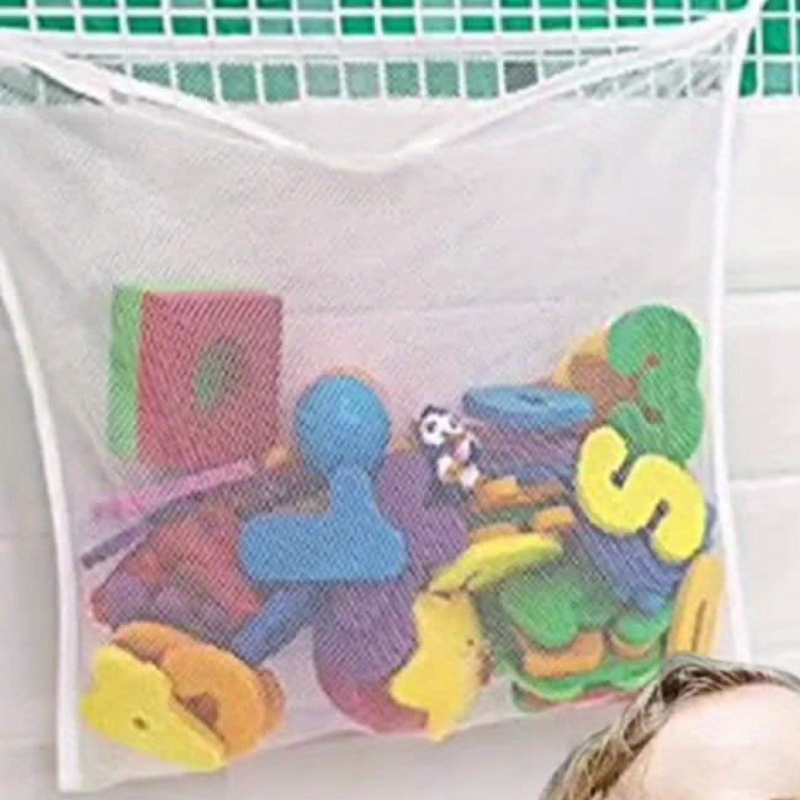 

1pc Bathroom Hanging Storage Bag With Suction Cups And Mesh, White, Ideal Storage Supplies