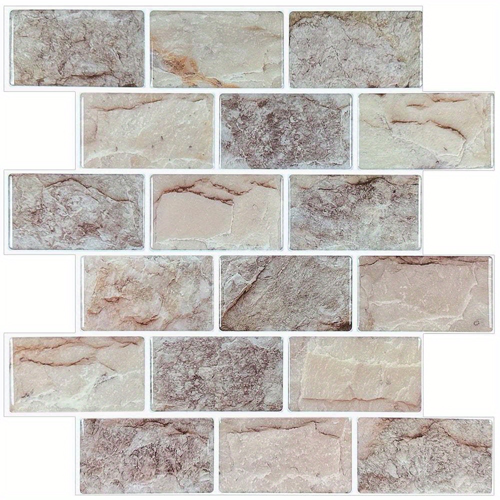 

Premium 3d Thicker Upgrade Self-adhesive Wall Tile Peel And Stick Vinyl Faux Stone Brick Backsplash (set Of 10)