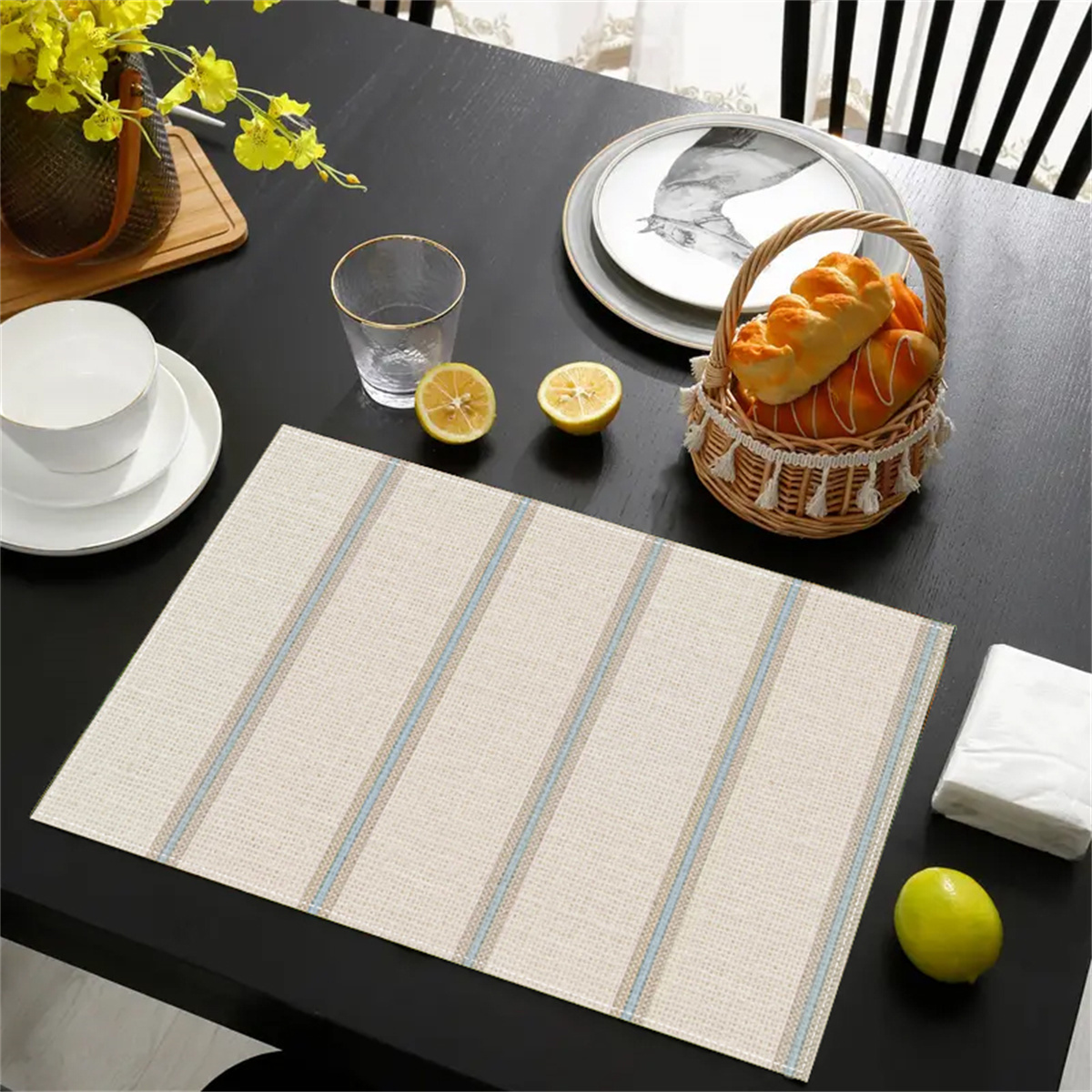 

Luxury Linen Dining Placemats (2/4/6pcs) - Waterproof, Oil-resistant, Heat-insulating Table Mats For Home & Hotel - Easy Care, Hand Washable