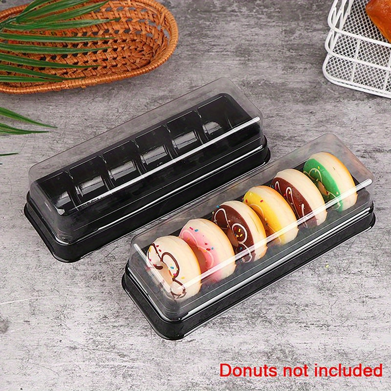 

10-pack Rectangular Macaron Takeout Containers, Durable Plastic Pastry And Dessert Boxes For Bakery Packaging - Holds 6 Macarons