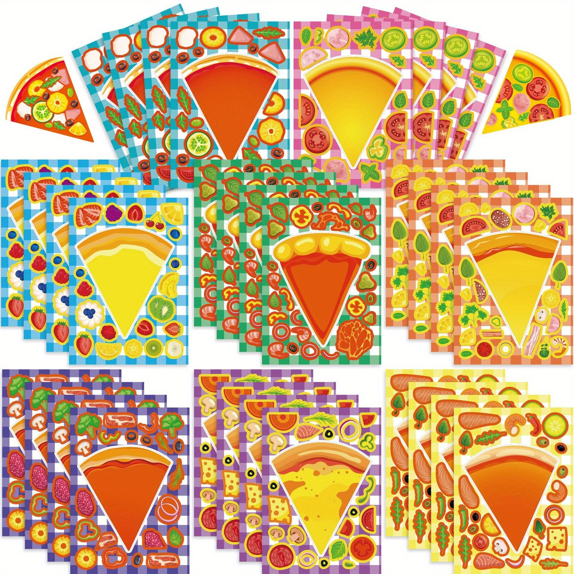 

Vinyl Cartoon Pizza & Sweets Stickers - 8/16 Pack Pre- Diy Craft Decals For Party Favors, Single-use Decorations For Plastic Surfaces, Stickers For Teens & Adults, Irregular Shapes