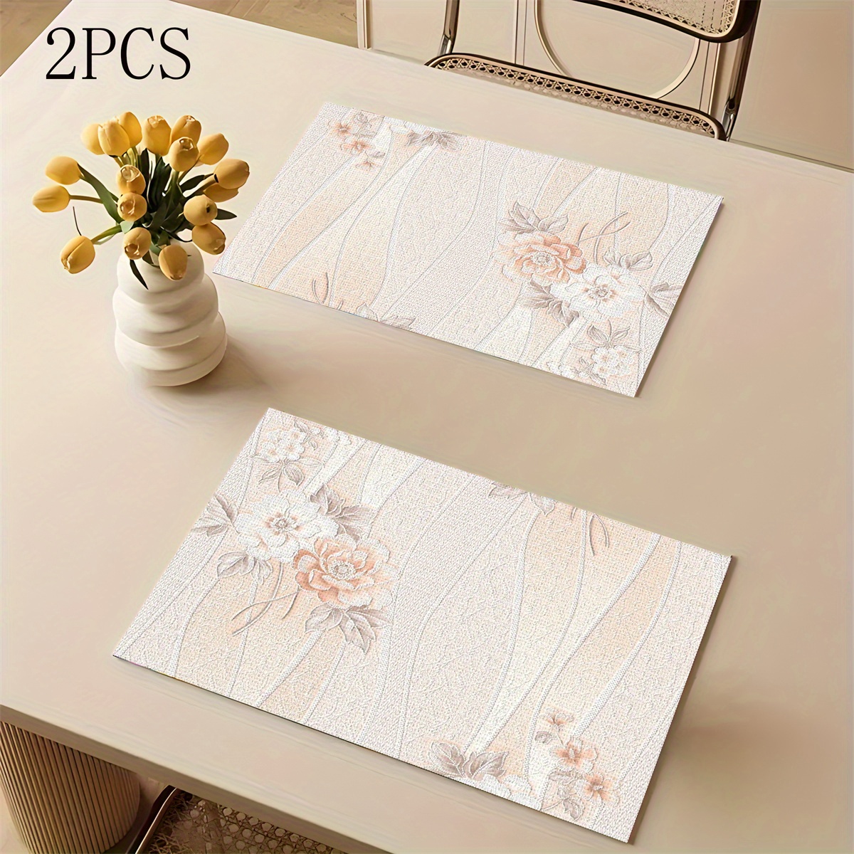 TEMU -2pcs/4pcs/6pcs Linen Placemats Waterproof And Oil-proof Small Table Mats Dining Table Insulation Pads Hotel Plate Mats Light Luxury Style Western-style Placemats