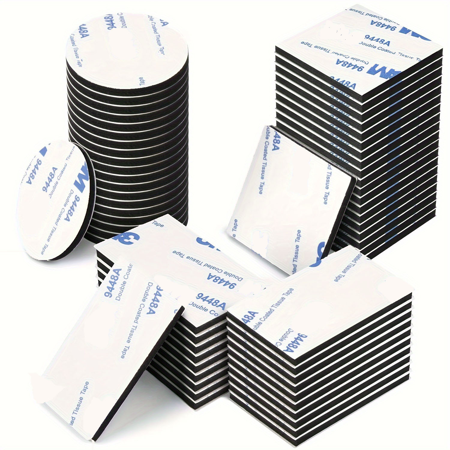 

56-piece Strong Double-sided Adhesive Tape Set - Black Eva Foam, Versatile Shapes For Walls, Floors & Doors