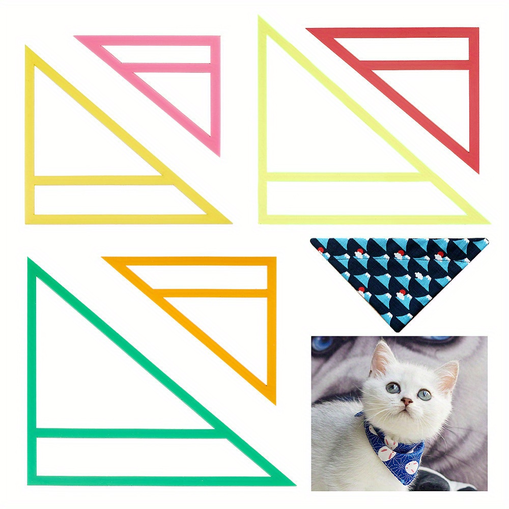 

6pcs Dog Bandana Sewing Template Set - Small Reversible Triangle Sewing Quilting Acrylic Template For Cats & Small Dogs Headscarf Making