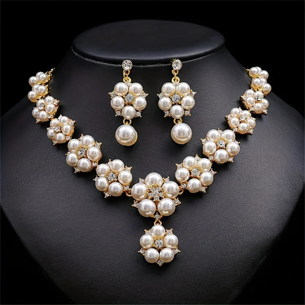 

3pcs Earrings Plus Necklace Elegant Set Decoration Necklace Light For Daily And Dress Accessories