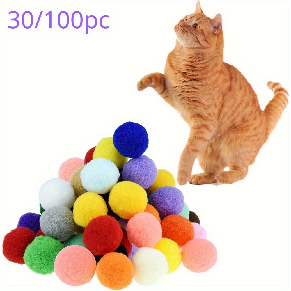 

30/100pcs 3cm/1.2in Pom Pom Balls For Kittens - Lightweight, Interactive, Assorted Colors - Plush Toy Balls For Kitten Training And Play - Pet Products For Cats (1.2 Inches 30 Balls)