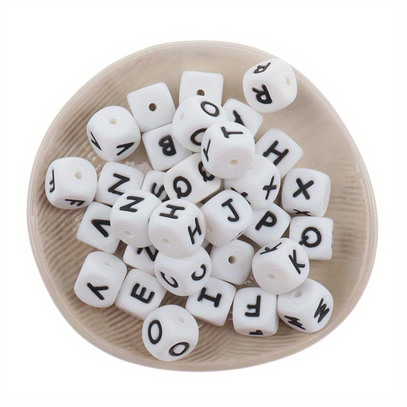 

10pcs Silicone Alphabet Beads Set, 12mm - Diy Bracelets, Id Badges, Keychains & Jewelry Crafting Accessories