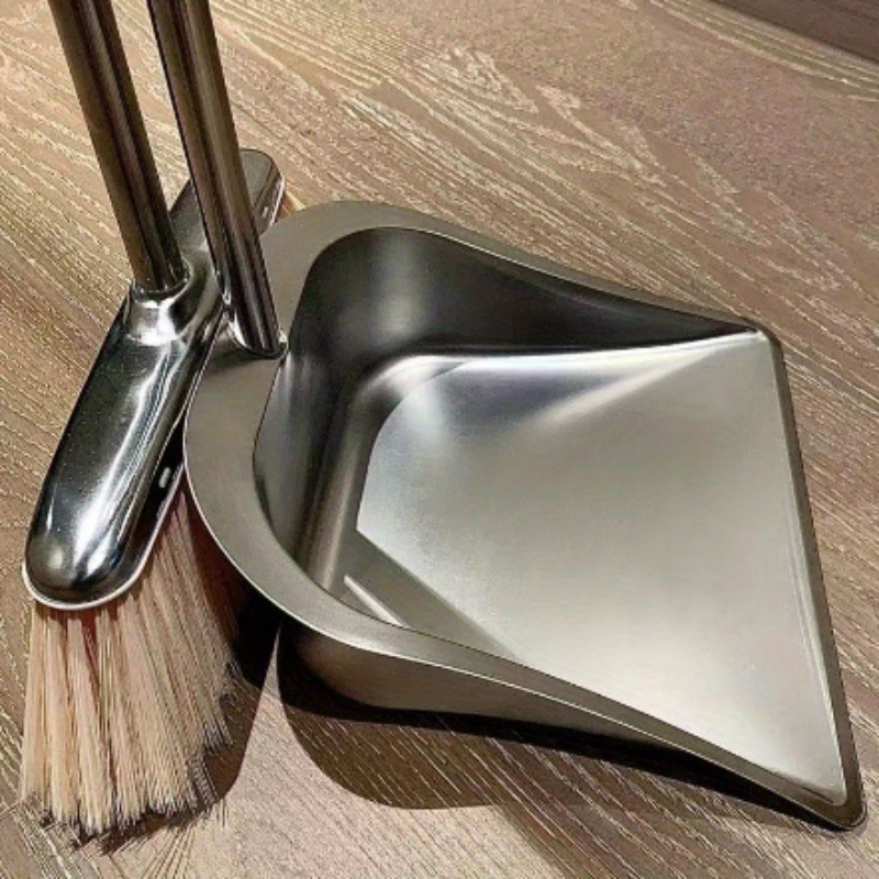 

Stainless Steel Dustpan And Shovel Set - Extra Thick, Durable Household Cleaning Tool For Bedroom, Bathroom, Kitchen, Living Room - Ideal For Home, Office, School Use - 1pc