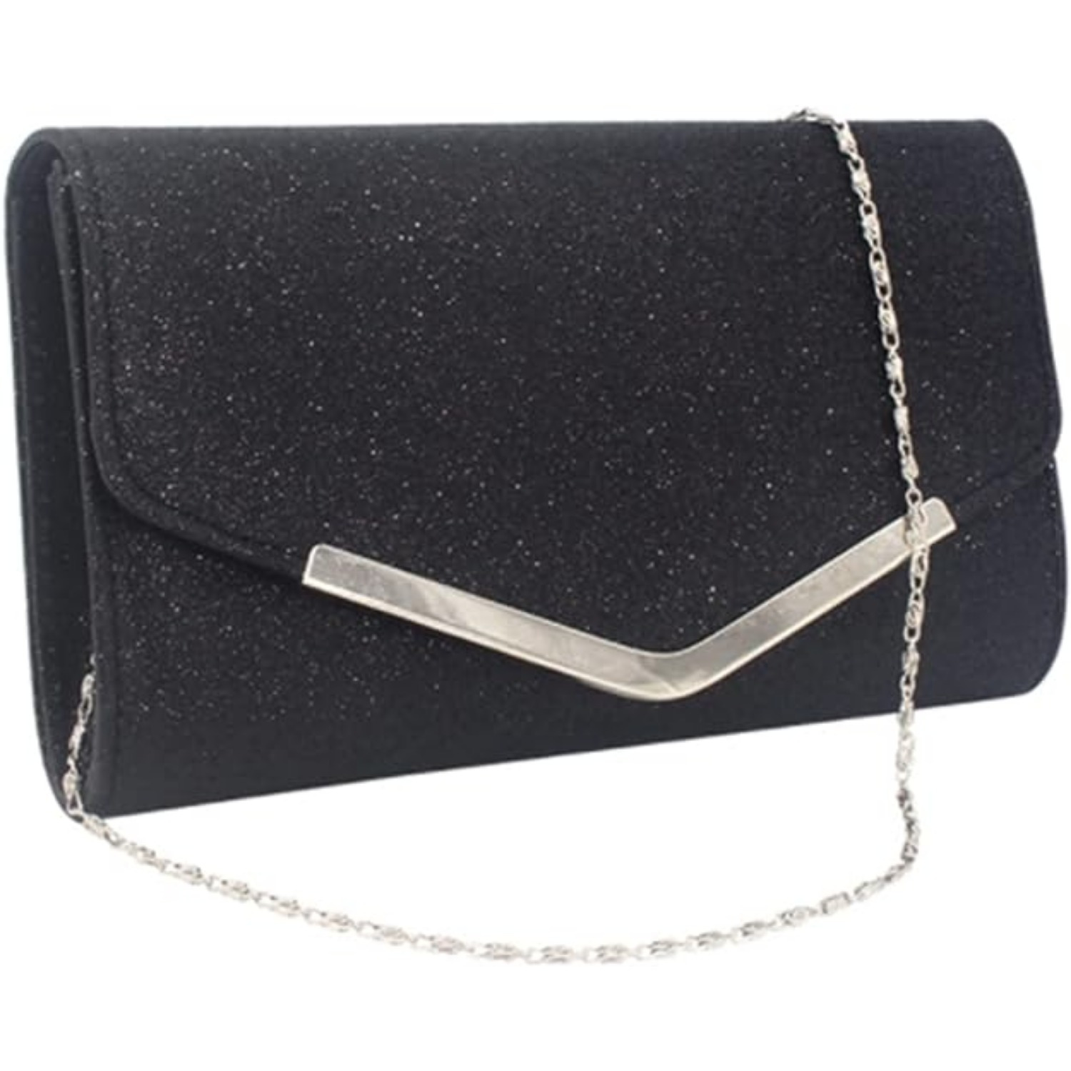 TEMU A Lady's Shiny Envelope Clutch Bag, Perfect For Weddings, Evening Parties, And Can Be Carried As A Shoulder Bag With A Chain Strap.