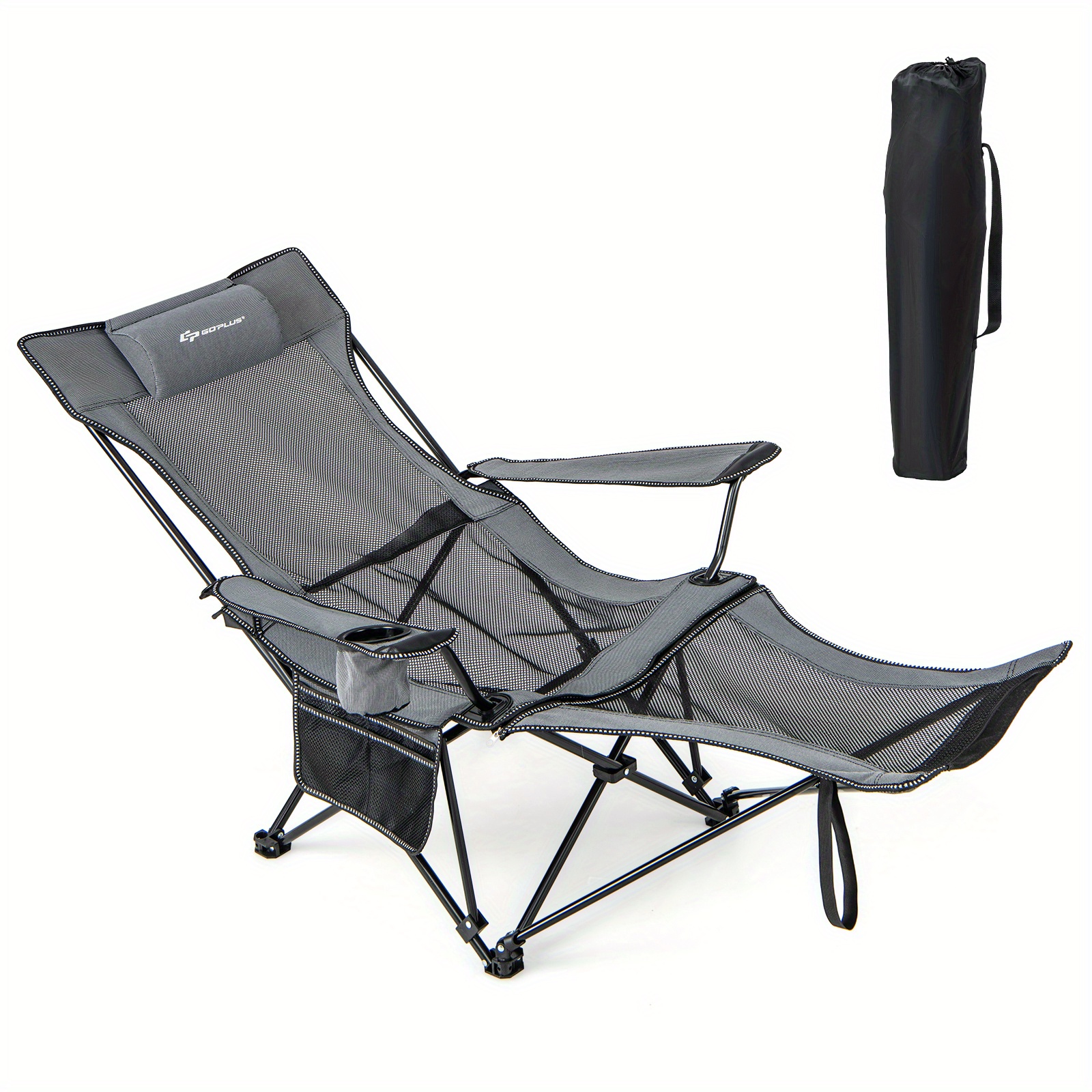 

Lifezeal Folding Camping Chair W/ Detachable Footrest For Fishing, Camp, Picnics