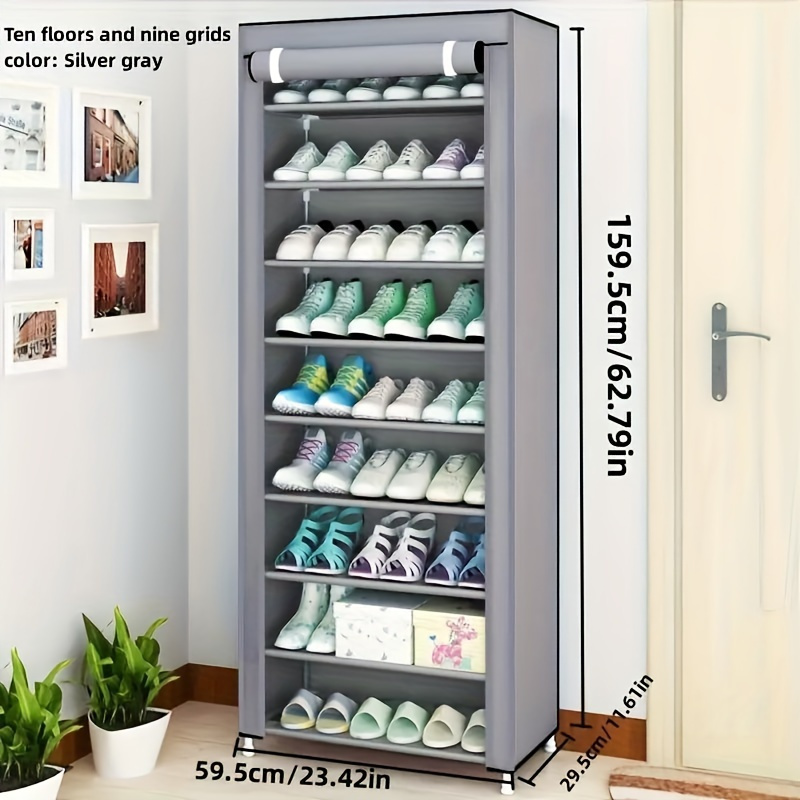 TEMU 1pc Metal Free Standing Shoe Rack, Dustproof Shoe Organizer, Sturdy Household Footwear Storage Shelf - -saving , Suitable For Various Room Types