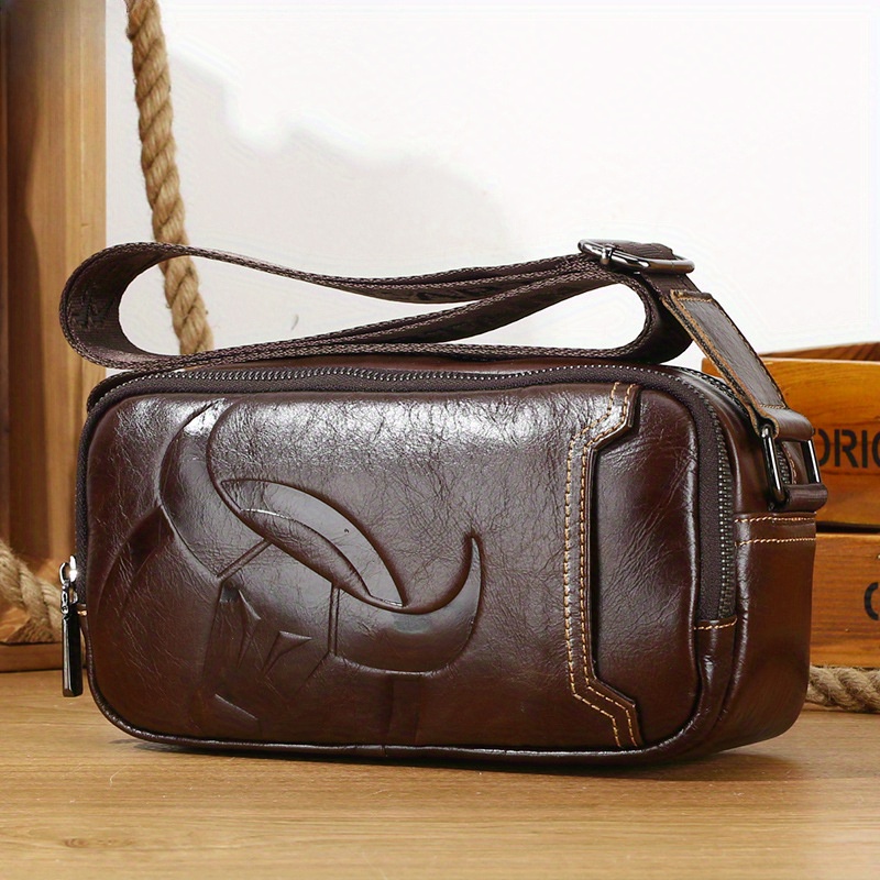 

New Men's Leather Business Casual Shoulder Satchel Multifunctional Cross Section Shoulder Small Satchel Bag