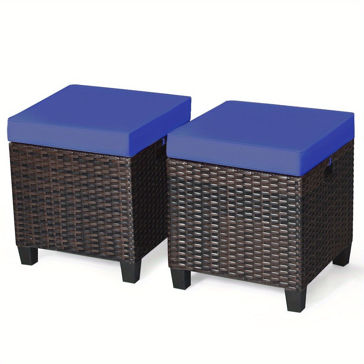 

Lifezeal 2pcs Patio Rattan Ottoman Cushioned Seat Foot Rest Coffee Table Furniture Garden
