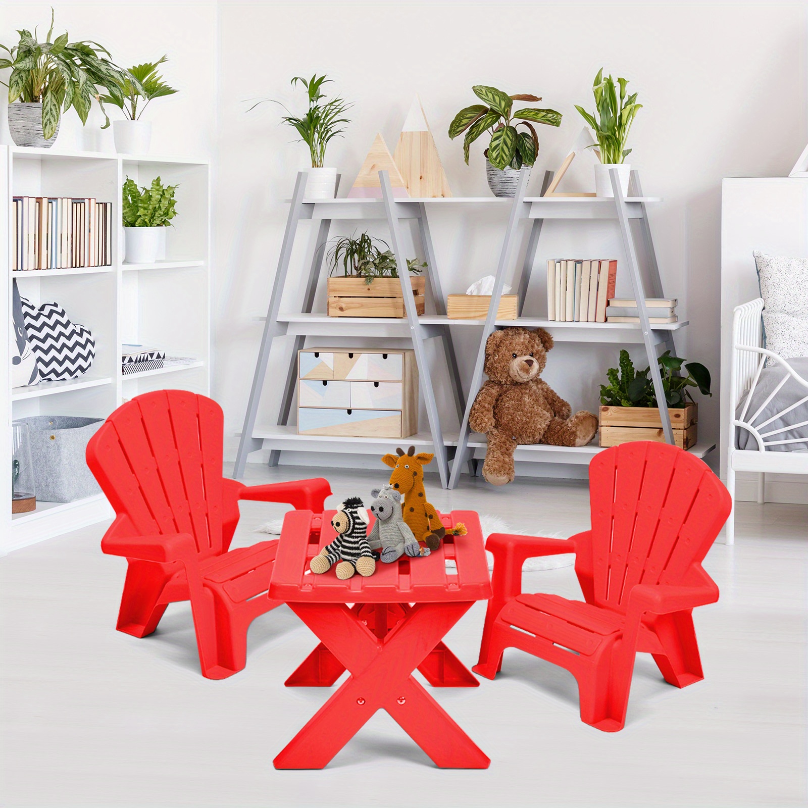 

Lifezeal 3 Pcs Kids Table &chair Set Plastic Children Studying Play Table Classroom Red