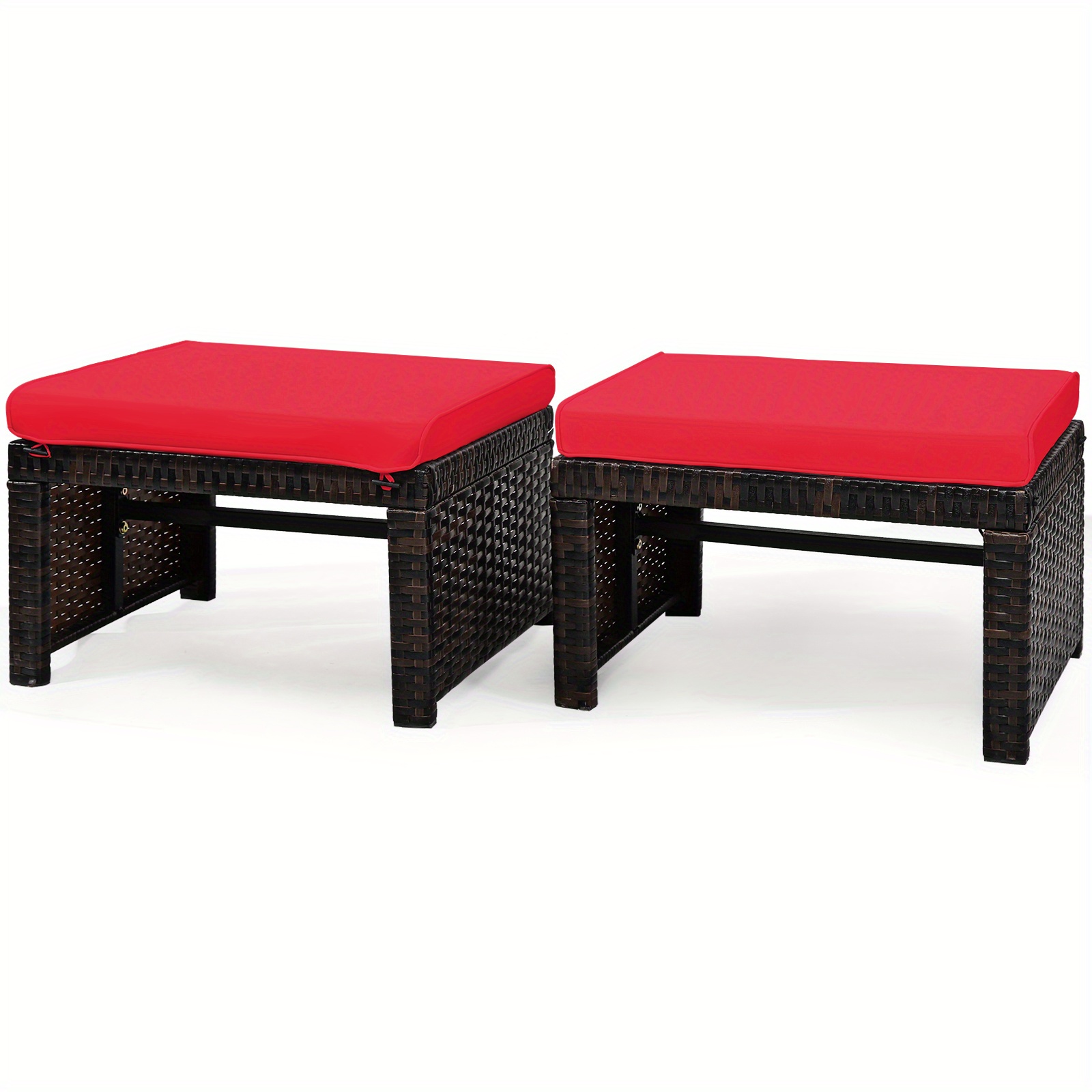 

Lifezeal 2pcs Patio Rattan Ottoman Cushioned Seat Foot Rest Furniture