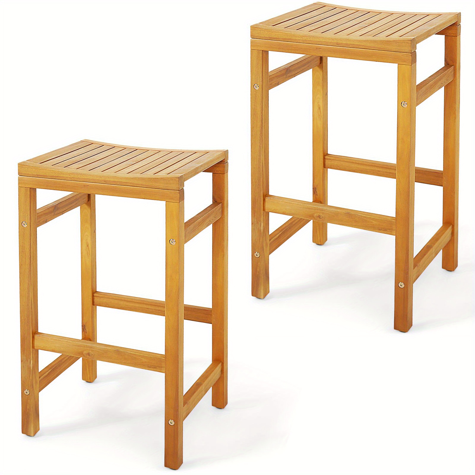 

Lifezeal Set Of 2 Acacia Wood Bar Stool 30-inch Height Bar Chair With Saddle Shaped Seat