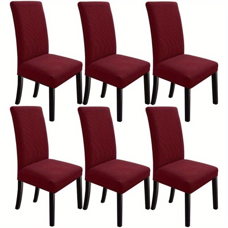 

6p Chair Covers For Dining Room 6 Pack, Spandex Fabric Fit Stretch Chair Covers Protector For Dining Room, Red