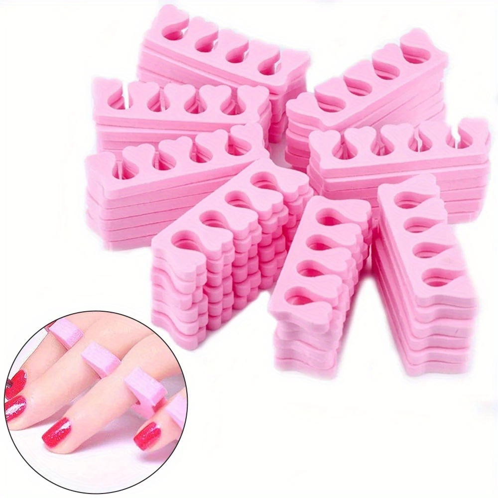 

50/100-piece Heart-shaped Toe Separators - Soft Sponge Foam Finger Dividers For Nail Art & Manicure, Pink