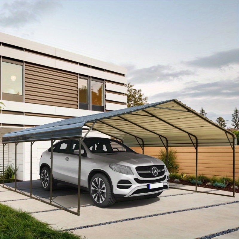 20' X 20' Carport Galvanized Steel Roof Sturdy Metal Carport - Temu