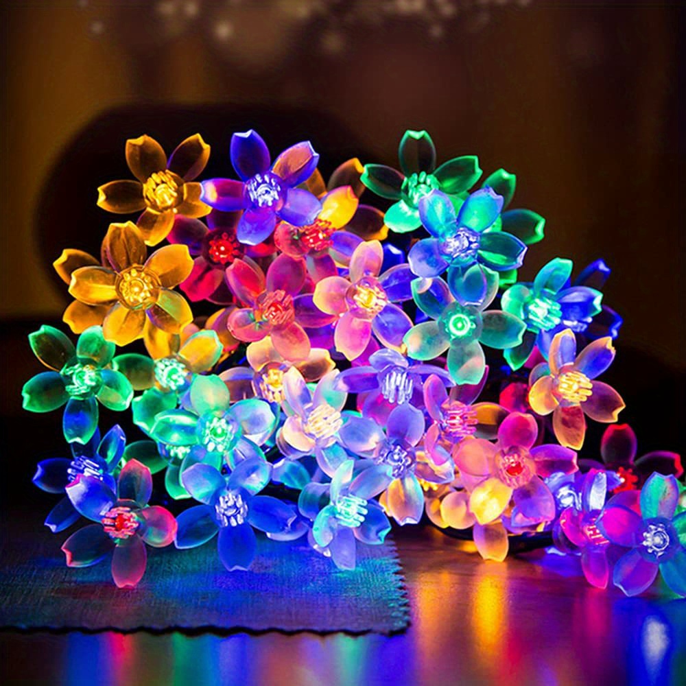 

1/2 Pack, Each /200 Led, 40/73 Ft Flower Solar Sakura String Lights, Outdoor Garden Lights, Solar Powered Fairy Lights 8 Changing Lights For Patio Garden Yard Fence Wedding Christmas Party