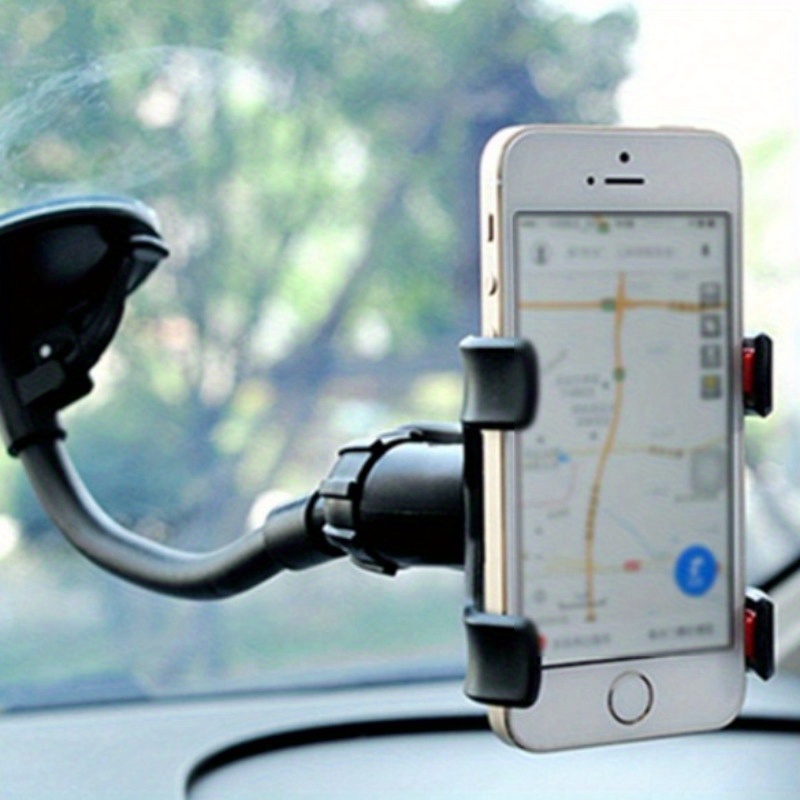 

360 Degree Rotating Car Phone Mount, Abs Material, Suction Cup Dashboard Holder With Dual Clip Design