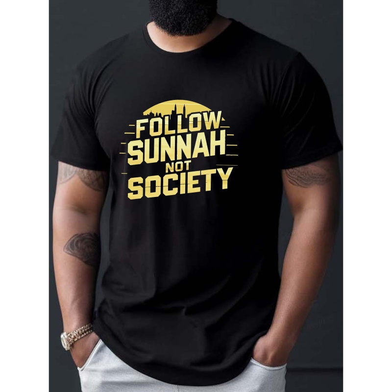 

Follow Not Society Print Tee Shirt, Tees For Men, Casual Short Sleeve T-shirt For Summer