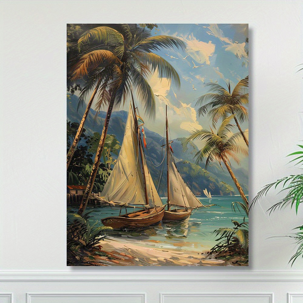 

Sailing Boats Canvas Art, 12x16" - Modern For Living Room & Bedroom Decor, Easy-to-hang Wall Painting