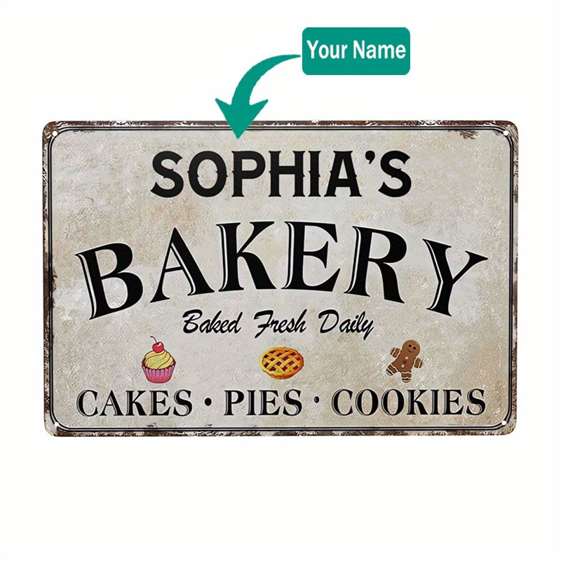 

Personalized Custom Name Bakery Sign: High-quality Aluminum, 12x8 Inch, Wall Decor For , , Gift For