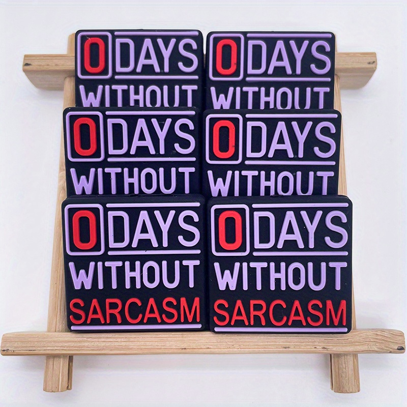 

5pcs Silicone Beads With "0 Days Without Sarcasm" Phrase, Diy Craft Spacer Beads For Bracelets, Lanyards, Keychains, And Pen Personalization