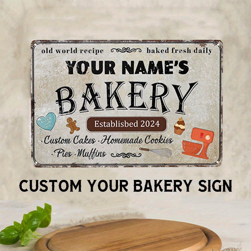 

1pc Personalized Aluminum Sign - Custom Name Wall Decor - Weatherproof Customized Baker Gift 12x8 Inch