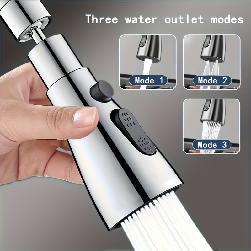 1pc contemporary kitchen faucet extender with 360 rotating spray head         metal plastic construction   20 24mm adapters for modern sinks versatile sink accessory stylish     control