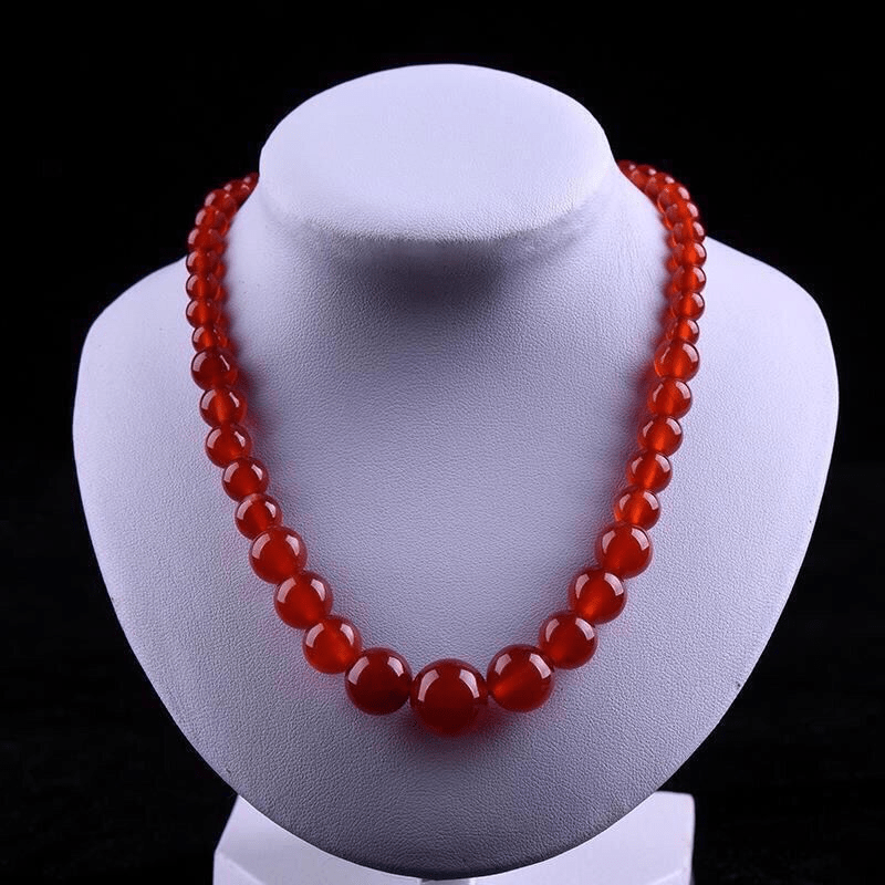 

Collier de perles en pierre naturelle de style bohème - Bijoux de mode ronds rouges unisexes placage - Cadeau d'anniversaire pour hommes et femmes