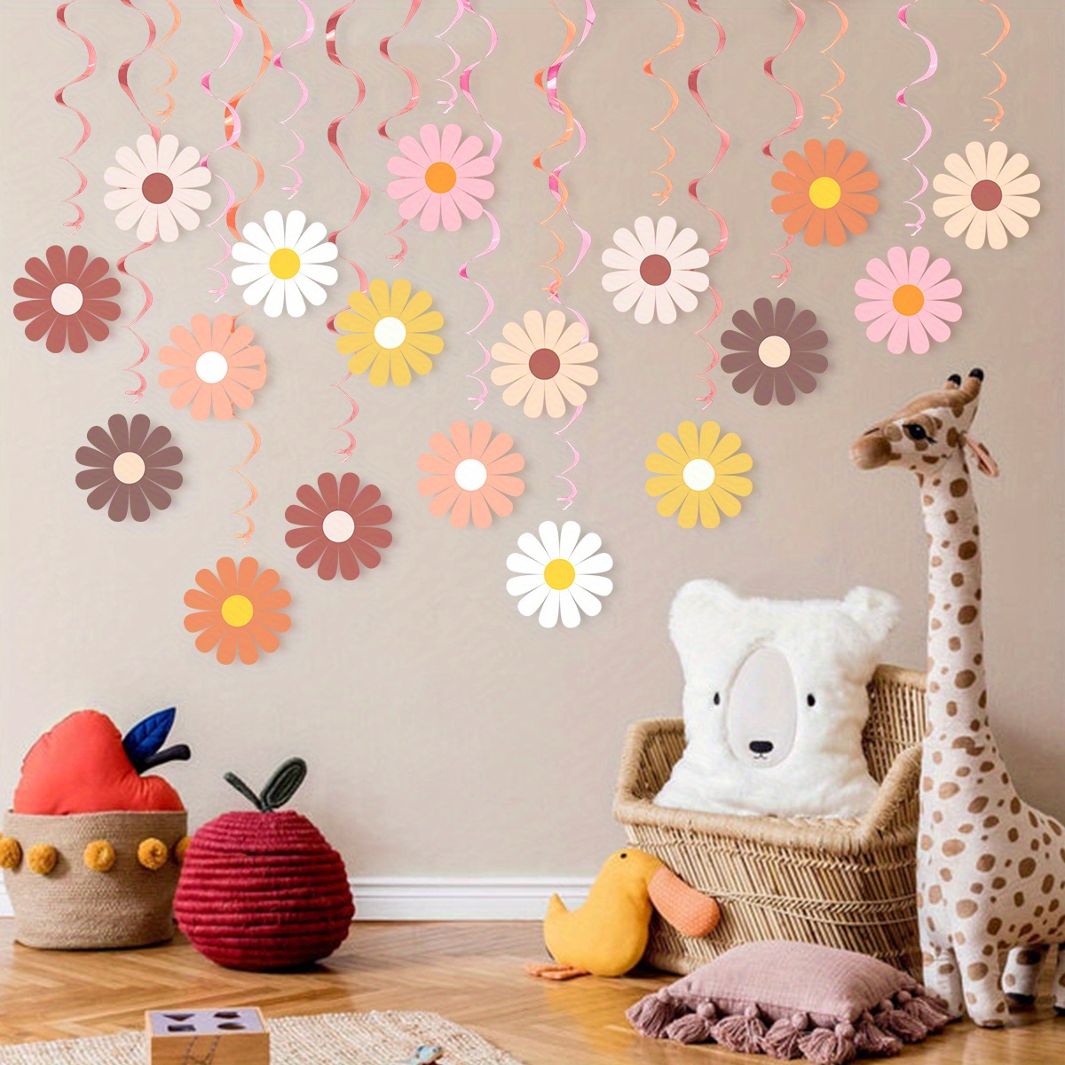 

48pcs Vibrant Daisy Set - Chic Hanging Decorations For Retro Themed Birthday Parties, Weddings, And Celebrations - Easy To , Reusable, And Party Supplies