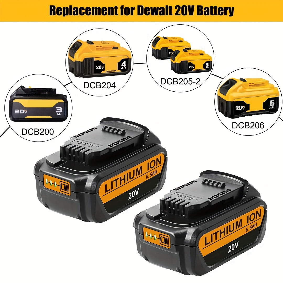 

20v 6.5ah Battery Replacement For 20v Battery Dcb206 Dcb205 Dcb204 Dcb200 Dcb201 Dcb203 Dcb205 Dcb207 Dcd/dcf/dcg Series Cordless Power Tools Battery Tbdcb206