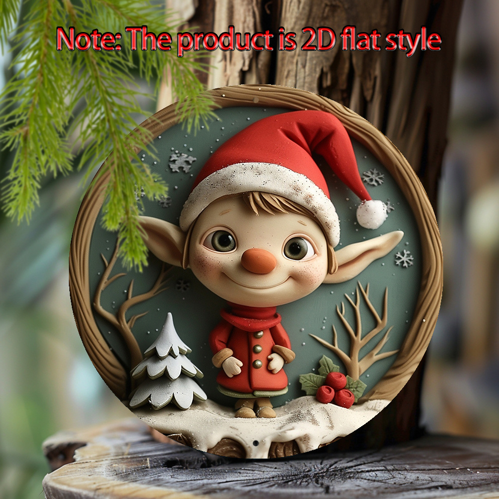 

1pc 8-inch Christmas Elf Aluminum Tin Sign, Wall Decor Art For Living Room, Kitchen, Home, Dorm - 2d Flat Style Holiday Decorative Plaque