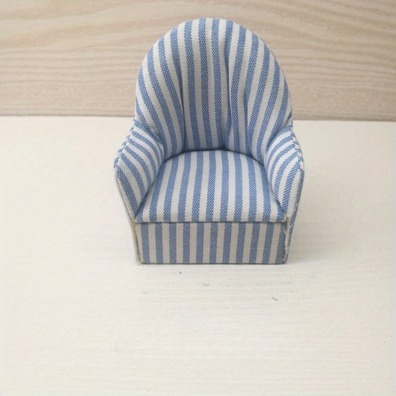 

1pc Armchair, Striped , 4.72inch , Miniature Wooden Sofa For 11b , Decor, , No Required