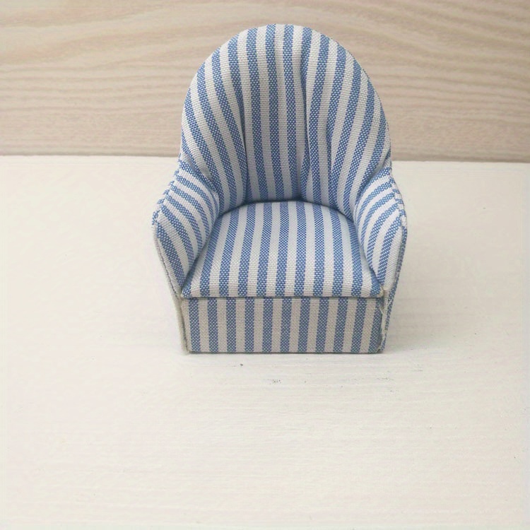 dollhouse armchair blue striped fabric scale miniature Temu