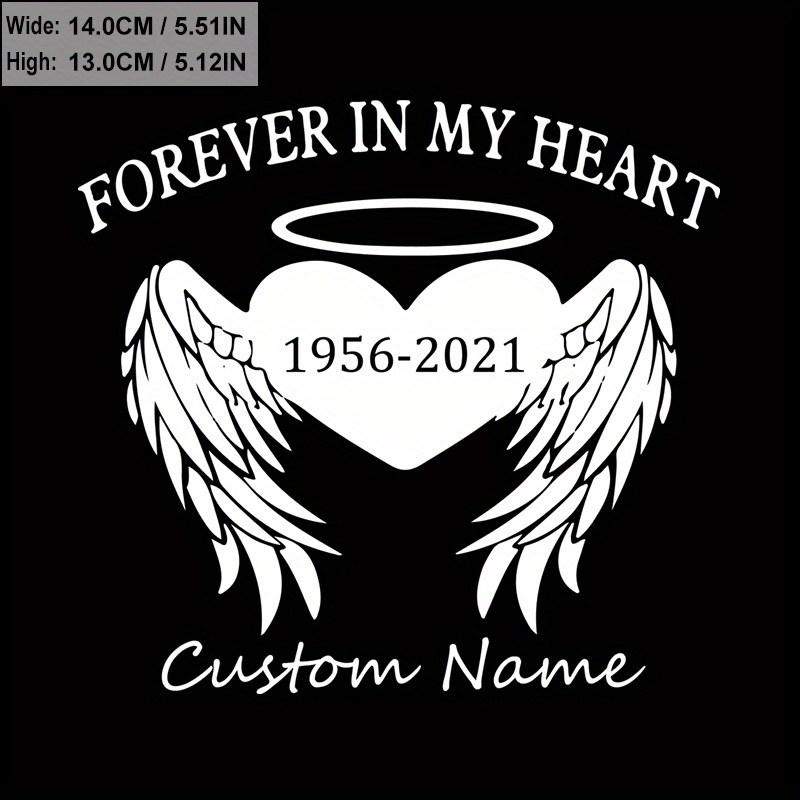 

White In Memory Of Decal Vinyl Decal Car Decal Personalized Decal Car Truck Decal Memorial Car Decal Heart Halo Wings Decal