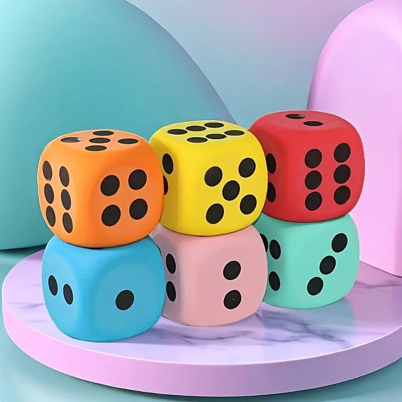 

4-piece Jumbo Soft Foam Dice For Learning & Fun - Ideal Gift For Birthdays, Christmas & Halloween (colors Vary)