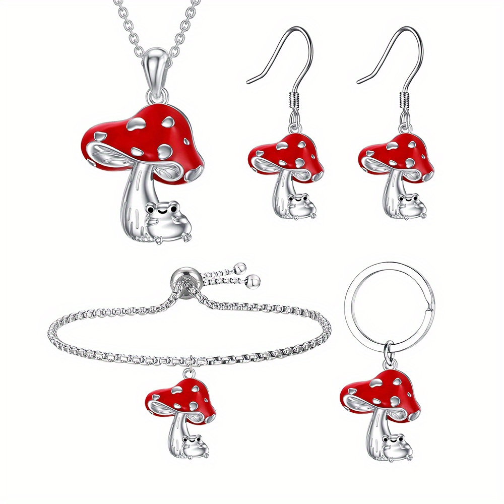 

Red And Keychain Bracelet Necklace - Set For Christmas