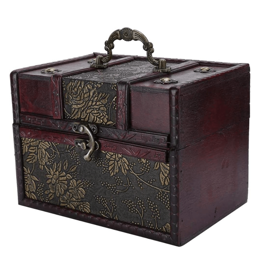 

Vintage Wooden Storage Box, Portable Decorative Wooden , 4 Styles Wooden Storage Trunk For Gift, Jewelry, Small Objects, Collectibles, Home Decor, Etc(6262d-l)