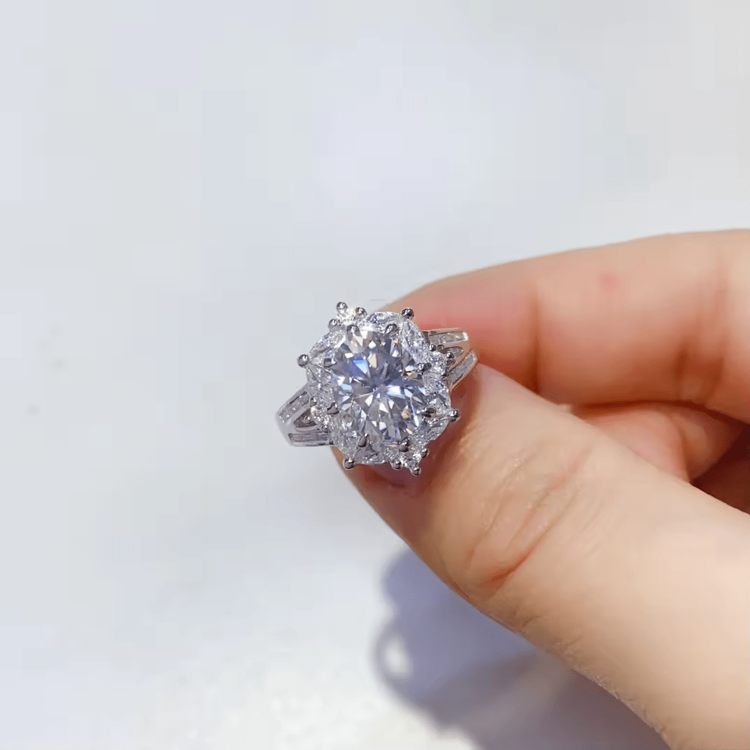 Boho 2ct Oval Moissanite Ring 925 Silver Plated Bridal Band