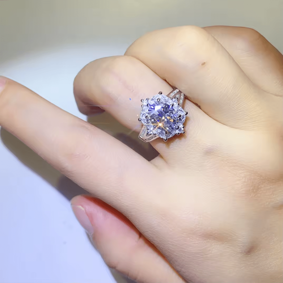 Boho 2ct Oval Moissanite Ring 925 Silver Plated Bridal Band
