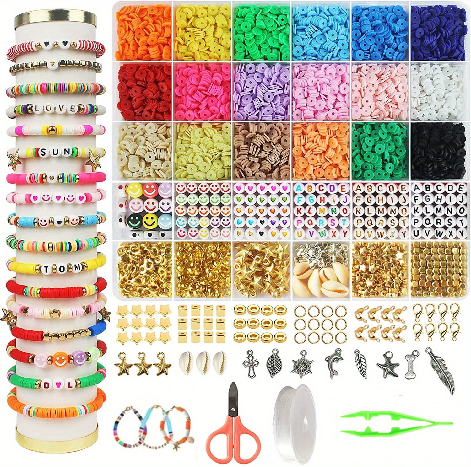 popular   5100pcs bracelet making kit with trendy beads charms cord   creative girls gifts crafts details 0