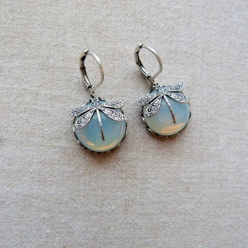 TEMU 1pair Metal Dragonfly Unisex Moonlight Color Earrings, Vintage Trendy Earrings For Men