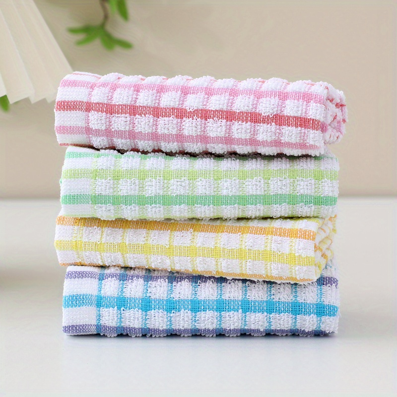 

4/8pcs Dish Towels, Random Color Cotton Checkered Dish Towels, Colorful Hair Absorbent Wipes, Kitchen Cleaning Cloths, Cleaning Tools, Reusable Dish Towels, Tea Towels