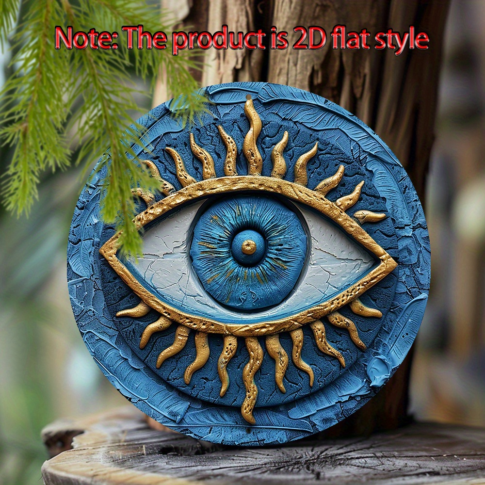 

Charming 8x8" Greek Evil Eye Metal Wall Decor - Perfect For Living Room, Office, Or Entryway - Ideal Gift For Lovers & Family
