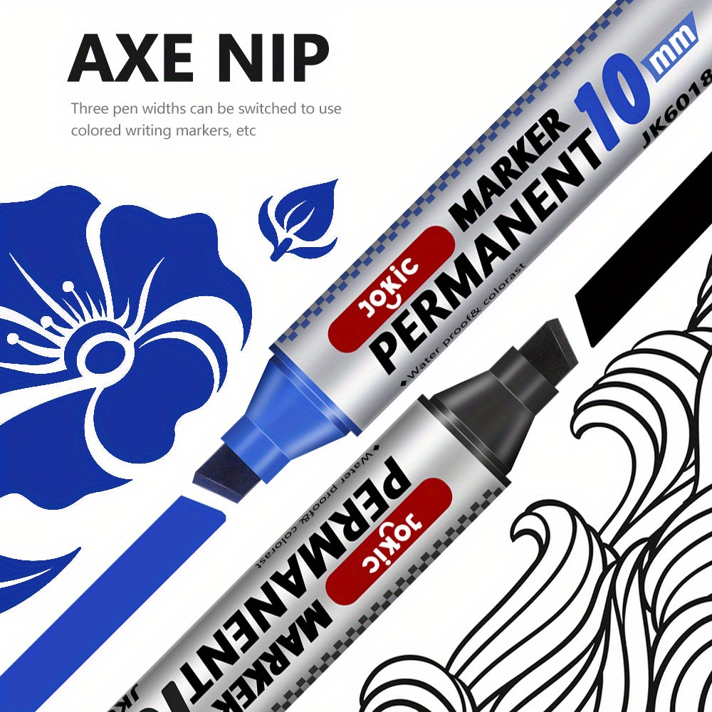 

Permanent Markers, 10mm Bold Point Tip, Axe Nip Shape, Oil-based, Quick Dry, Waterproof, Multipurpose For Various Surfaces, Pack Of Large Capacity Logistics Labeling Pens