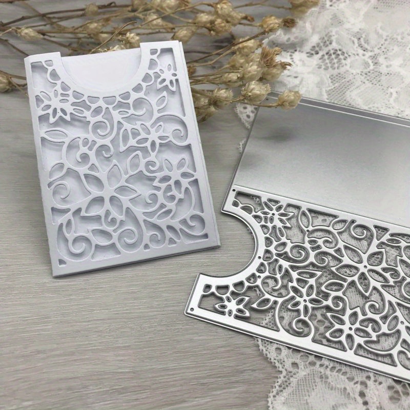 

1pcs Lace Card Decoration Metal Cutting Dies, Fantasy Theme Scrapbook Paper Craft Die-cut Mold, Silver Grey Blade Punch Stencil