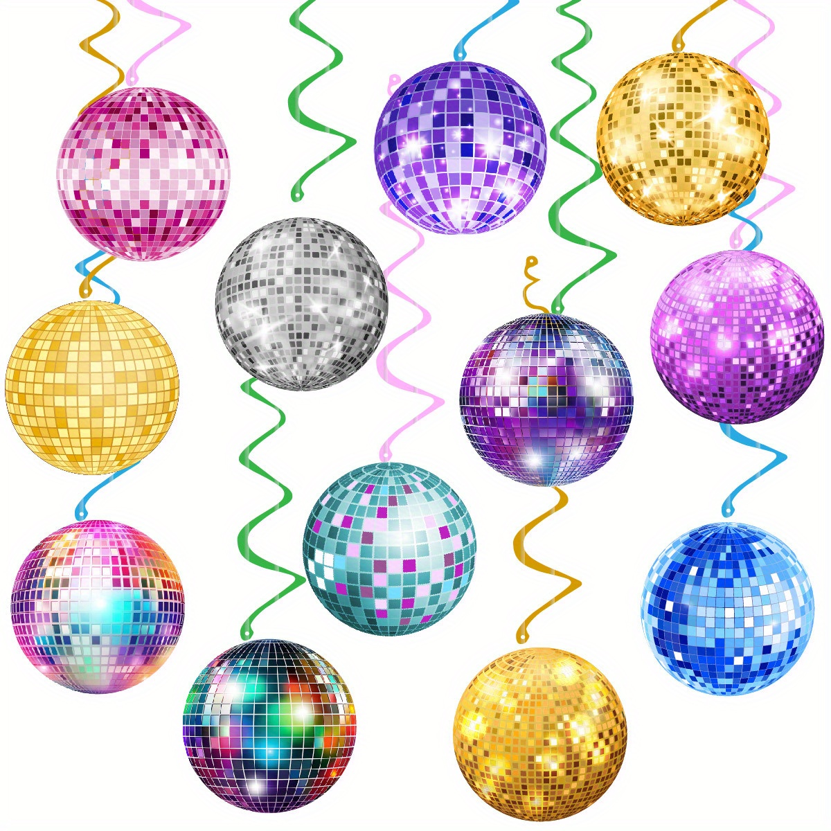 

24pcs Retro Disco Party Decorations - Hanging With Design, Rubber/paper Ceiling Decor For , Birthday & Hippie Parties, Disco Party Supplies